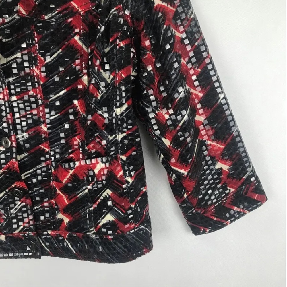 Ruby Rd. Womens Button Down Ls Jacket Red Black P… - image 3